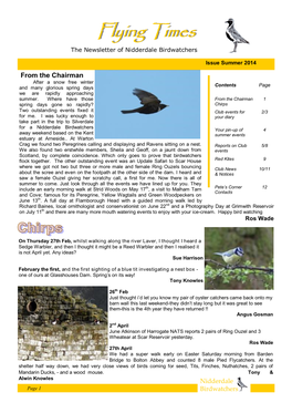 Flying Times the Newsletter of Nidderdale Birdwatchers