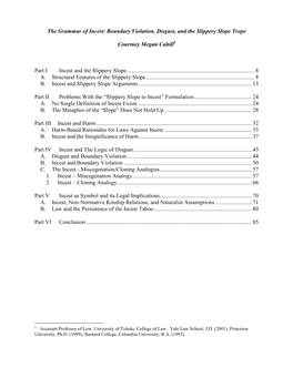 The Grammar of Incest : Boundary Violation, Disgust, and the Slippery Slope Trope