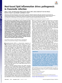 Host-Based Lipid Inflammation Drives Pathogenesis in Francisella Infection