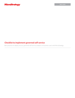 Checklist to Implement Governed Self-Service