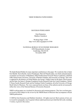 NBER WORKING PAPER SERIES BAYESIAN PERSUASION Emir