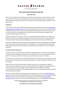 Western Sydney Airport Plan 2016