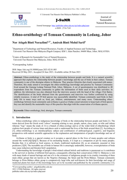 Ethno-Ornithology of Temuan Community in Ledang, Johor