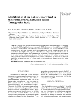 Identification of the Rubro-Olivary Tract in the Human Brain: a Diffusion Tensor Tractography Study