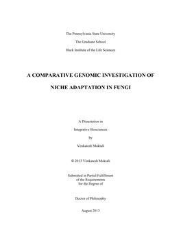 A Comparative Genomic Investigation of Niche Adaptation in Fungi”