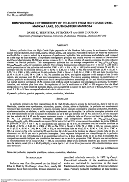 Compositional Heterogeneity of Pollucite from High Grade Dyke