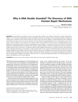 Why Is DNA Double Stranded? the Discovery of DNA Excision Repair Mechanisms