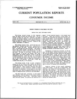 Income of Persons in 1954 Equals 1953 Level (Advance Data)