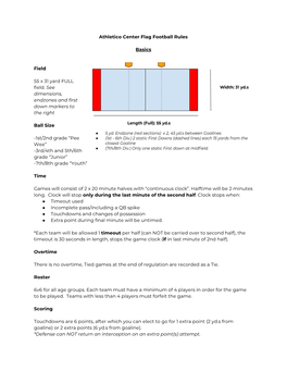 Athletico Center Flag Football Rules Basics Field 55 X 31 Yard FULL Field