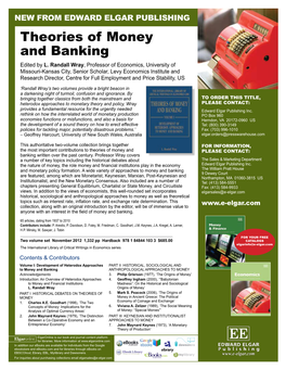 New from Edward Elgar Publishing Theories of Money and Banking Edited by L