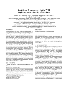 Certificate Transparency in the Wild:Exploring the Reliability Of