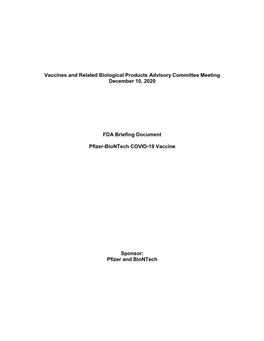 FDA Briefing Document: Pfizer-Biontech COVID-19 Vaccine
