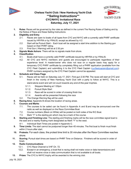 CYC to NHYC Race Sailing Instructions