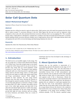 Solar Cell Quantum Dots