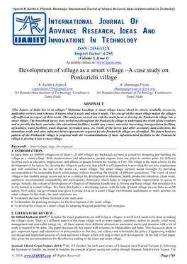 A Case Study on Ponkurichi Village R