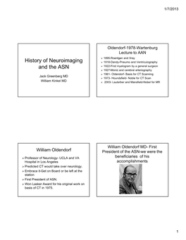 History of Neuroimaging and The