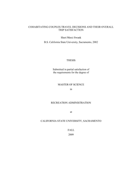 Cohabitating Couples Travel Decisions and Their Overall Trip Satisfaction