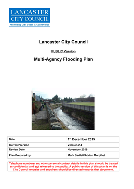 Lancaster City Council Multi-Agency Flooding Plan