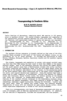 Neuropteroiogy in Southern Africa by M