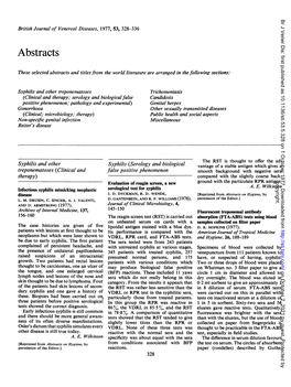 Syphilis (Serology and Biological False Positive Phenomenon