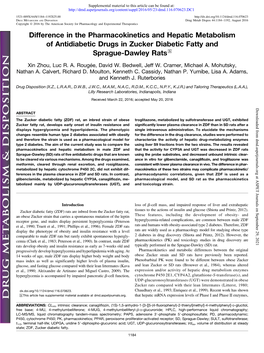 Difference in the Pharmacokinetics and Hepatic Metabolism of Antidiabetic Drugs in Zucker Diabetic Fatty and Sprague-Dawley Rats S