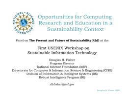 Opportunities for Computing Research and Education in a Sustainability Context