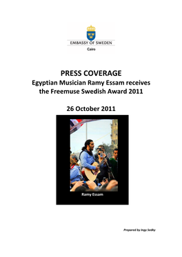 PRESS COVERAGE Egyptian Musician Ramy Essam Receives the Freemuse Swedish Award 2011