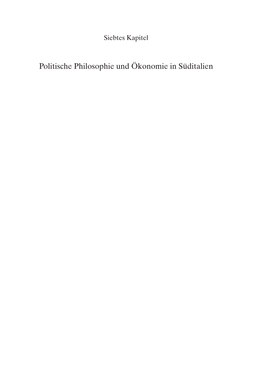 Politische Philosophie Und Ökonomie in Süditalien