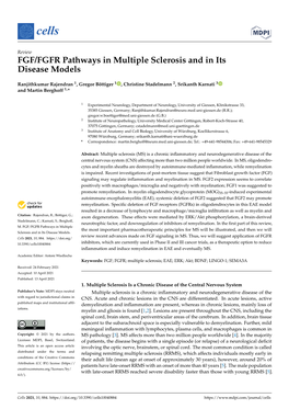 FGF/FGFR Pathways in Multiple Sclerosis and in Its Disease Models