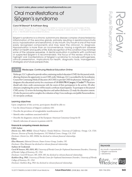 Oral Manifestations of Sjogrens Syndrome