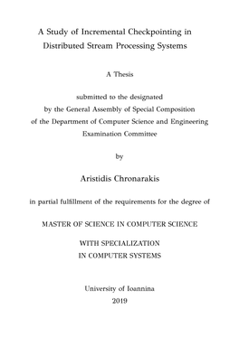 A Study of Incremental Checkpointing in Distributed Stream Processing Systems