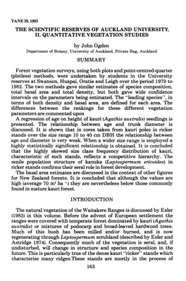 The Scientific Reserves of Auckland University. Ii. Quantitative Vegetation Studies