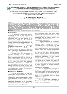 Impact of Neurohormones of the Optic Tentacles on the Polysaccharide Metabolism of the Albumen Gland of Semperula Maculata