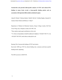 1 Genomewide and Parental Allele-Specific Analysis of CTCF And