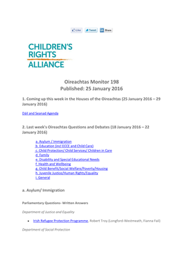 Oireachtas Monitor 198 Published: 25 January 2016