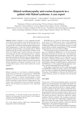 Dilated Cardiomyopathy and Ovarian Dysgenesis in a Patient with Malouf Syndrome: a Case Report