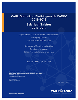 CARL Statistics | Statistiques De L’ABRC 2015-2016 Salaries | Salaires 2016-2017