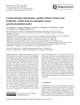 Carbon-Nitrogen Interactions Regulate Climate-Carbon Cycle Feedbacks: Results from an Atmosphere-Ocean General Circulation Model