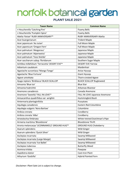 Plant Sale 2021