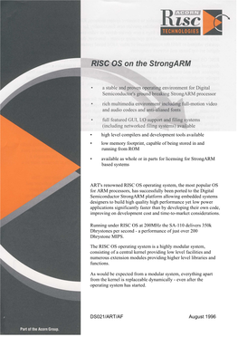 DS021 RISC OS on the Strongarm August 1996