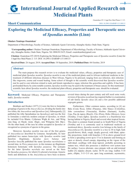 International Journal of Applied Research on Medicinal Plants Osuntokun OT