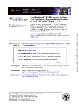 Of the T Cell by G-CSF and IL-10 Cell Mobilization Requires Direct Signaling Modification of T Cell Responses by Stem