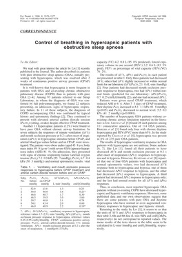Control of Breathing in Hypercapnic Patients with Obstructive Sleep Apnoea