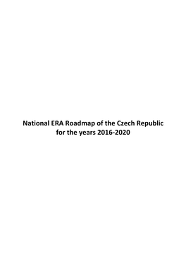 National ERA Roadmap of the Czech Republic for the Years 2016-2020