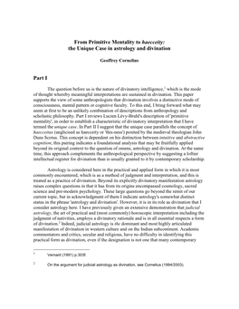 From Primitive Mentality to Haecceity: the Unique Case in Astrology and Divination