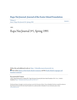 Rapa Nui Journal 5#1, Spring 1991