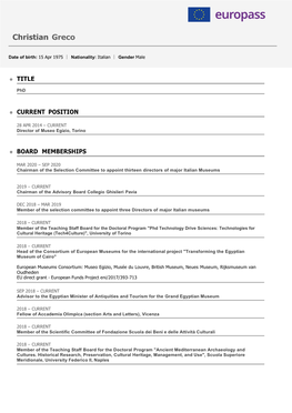 Title Current Position Board Memberships