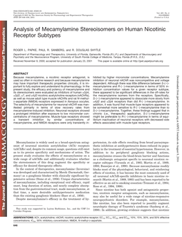 Analysis of Mecamylamine Stereoisomers on Human Nicotinic Receptor Subtypes