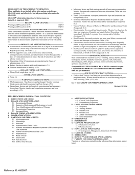 Clolar (Clofarabine) Injection Is a Purine Nucleoside Metabolic Inhibitor Signs and Symptoms of Hepatitis and Hepatic Failure