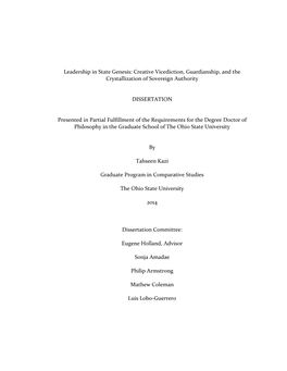 Leadership in State Genesis: Creative Vicediction, Guardianship, and the Crystallization of Sovereign Authority